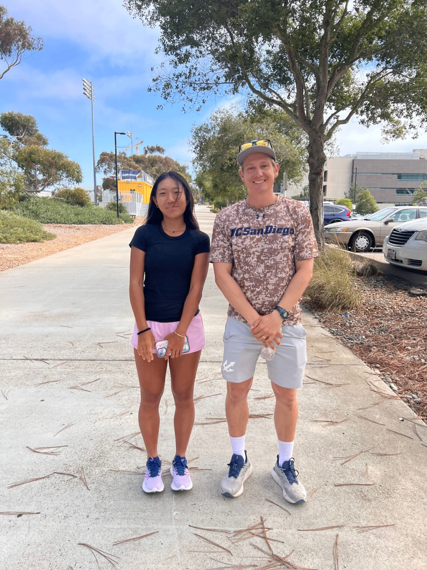 On campus at UC San Diego with the head coach